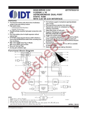 IDT70T631S10BF8 datasheet  